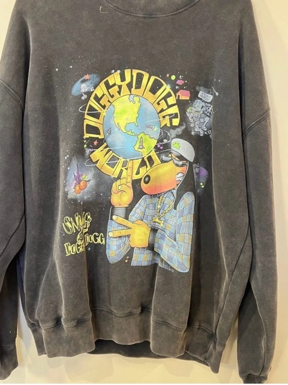 Abercrombie & Fitch Snoop Dogg Dizzydiploc World Oversized Crewneck Men’ Medium - Picture 3 of 6